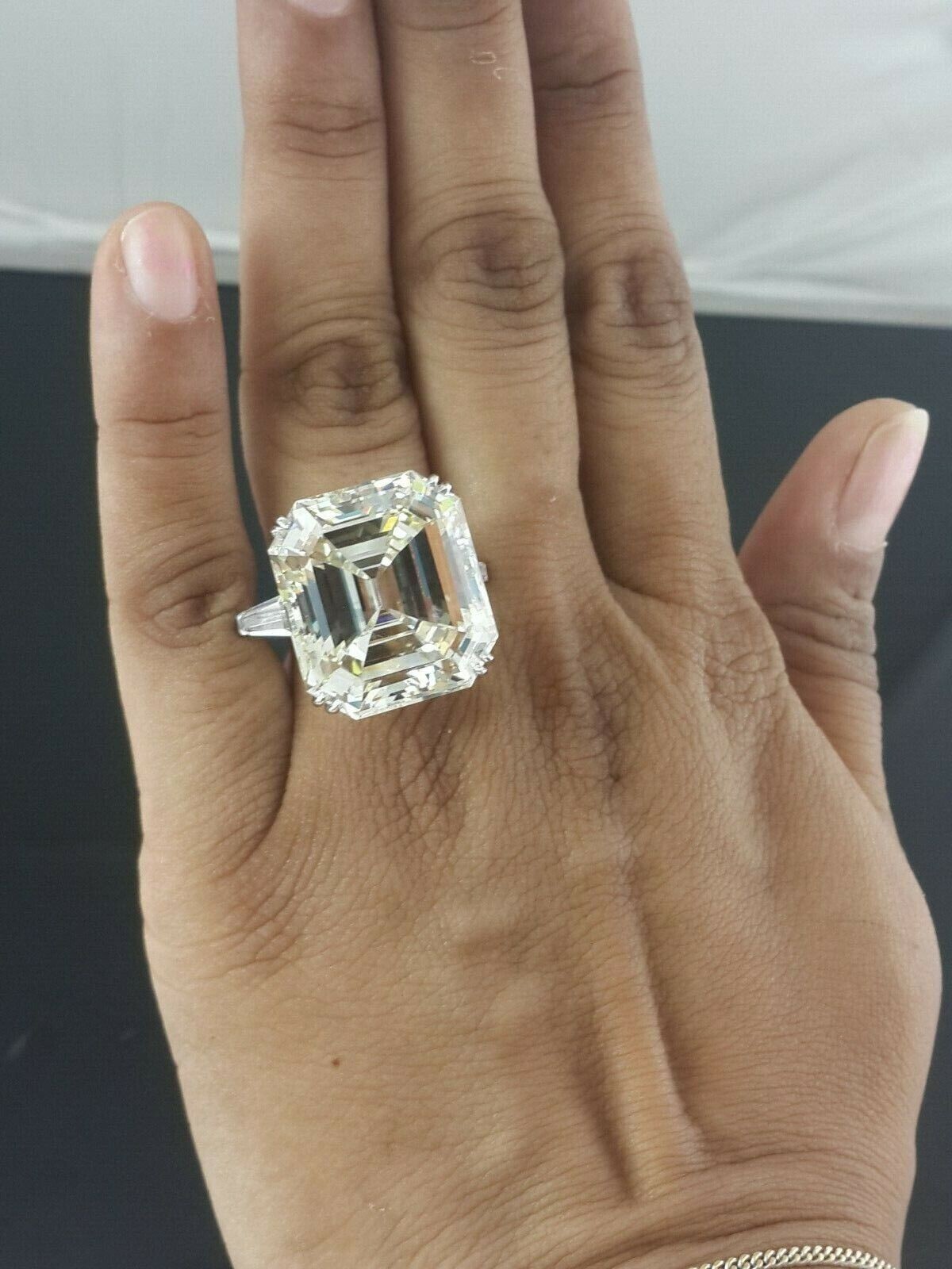 Pre-owned Silent_world 925 Sterling Silver Ring Cubic Zirconia Liz Taylor Inspired 35ct Mn Asscher