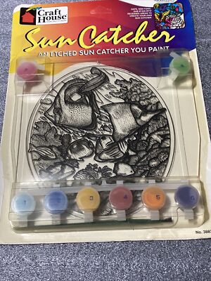 1996 Craft House Etched Sun Catcher Paint By Number kit. #38833 Coral Reef
