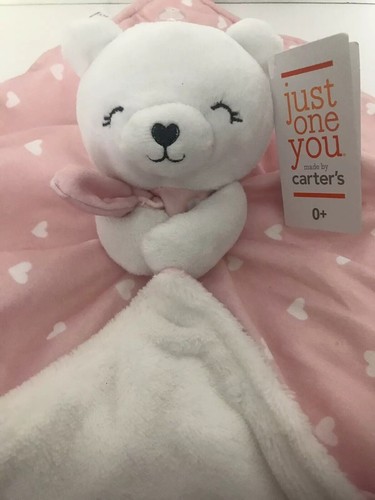 NWT Carters Just One You White Bear Pink Heart Lovey Baby Security Blanket
