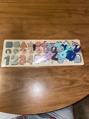 BEKILOLE Colorful Wooden Number Puzzle for Toddler Activities Montessori Toys