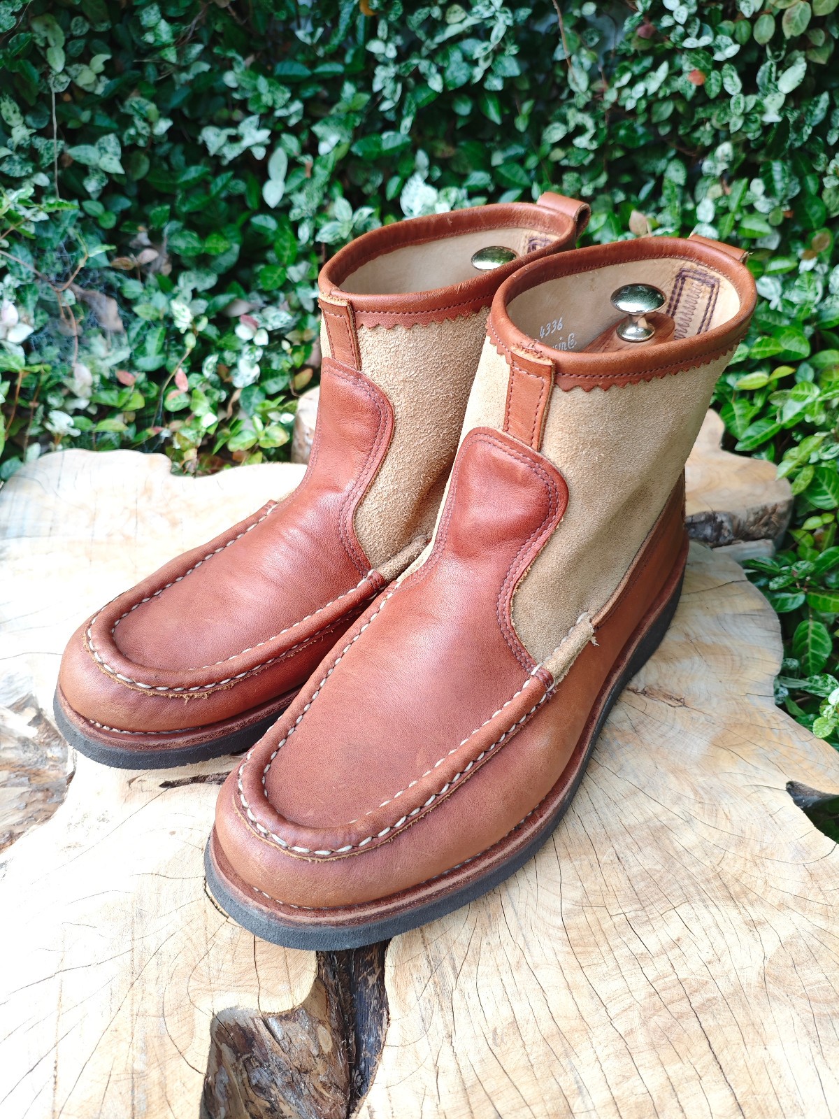 Russell Moccasin KNOCK A BOUT suede 中古 サイズ 8.5E 26.5cm ラッセルモカシン ノックアバウト Boots エンジニアブーツ USA アメカジ Russell Moccasin Knock-A-Bout Boots Brown Leather Men\u0027s Size: US7.5