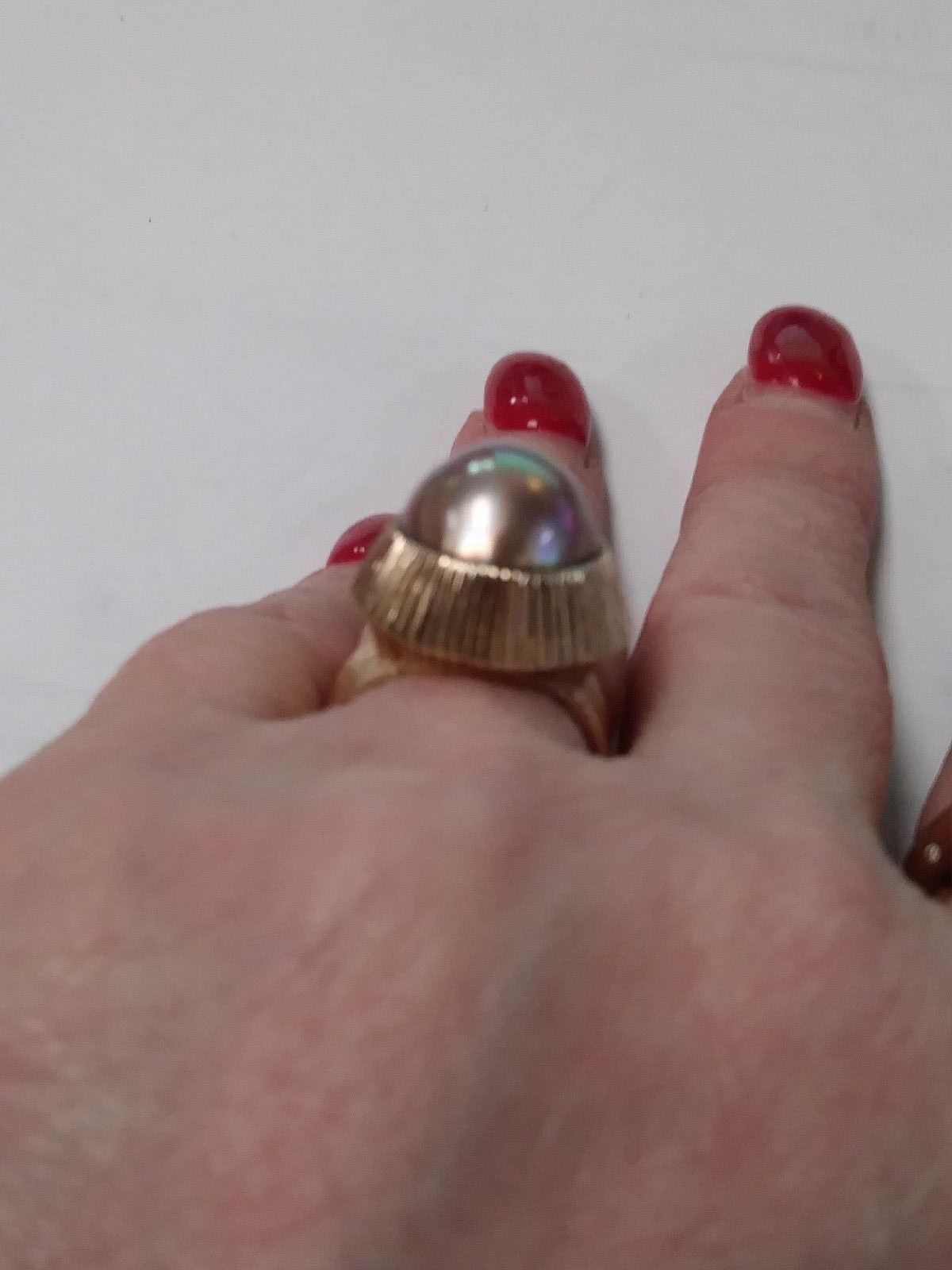 VINTAGE 14KT GREY PEARL RING SIZE 7 10GRAMS