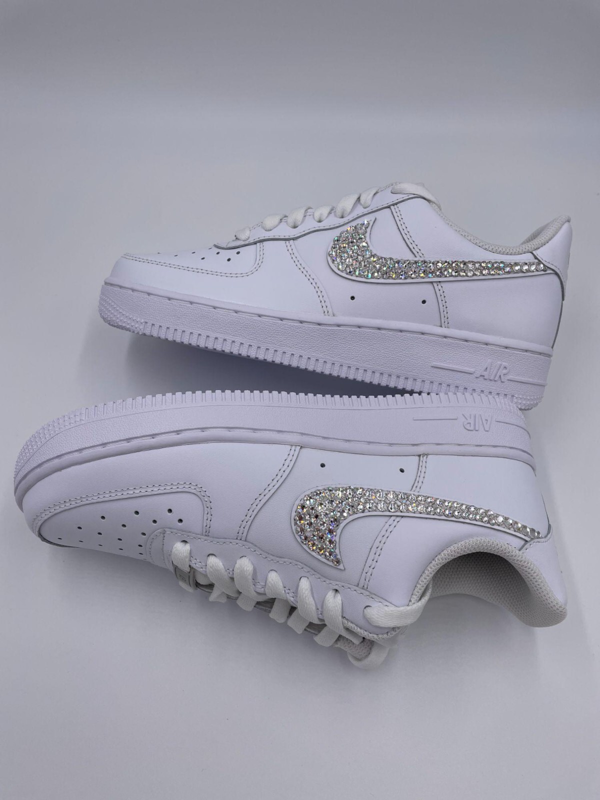 Pre-owned Swarovski Nike Air Force 1 '07 Shoes With  Crystal Bling Shoes In White