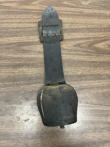 Very Large Antique Swiss Cow Bell With Original Leather