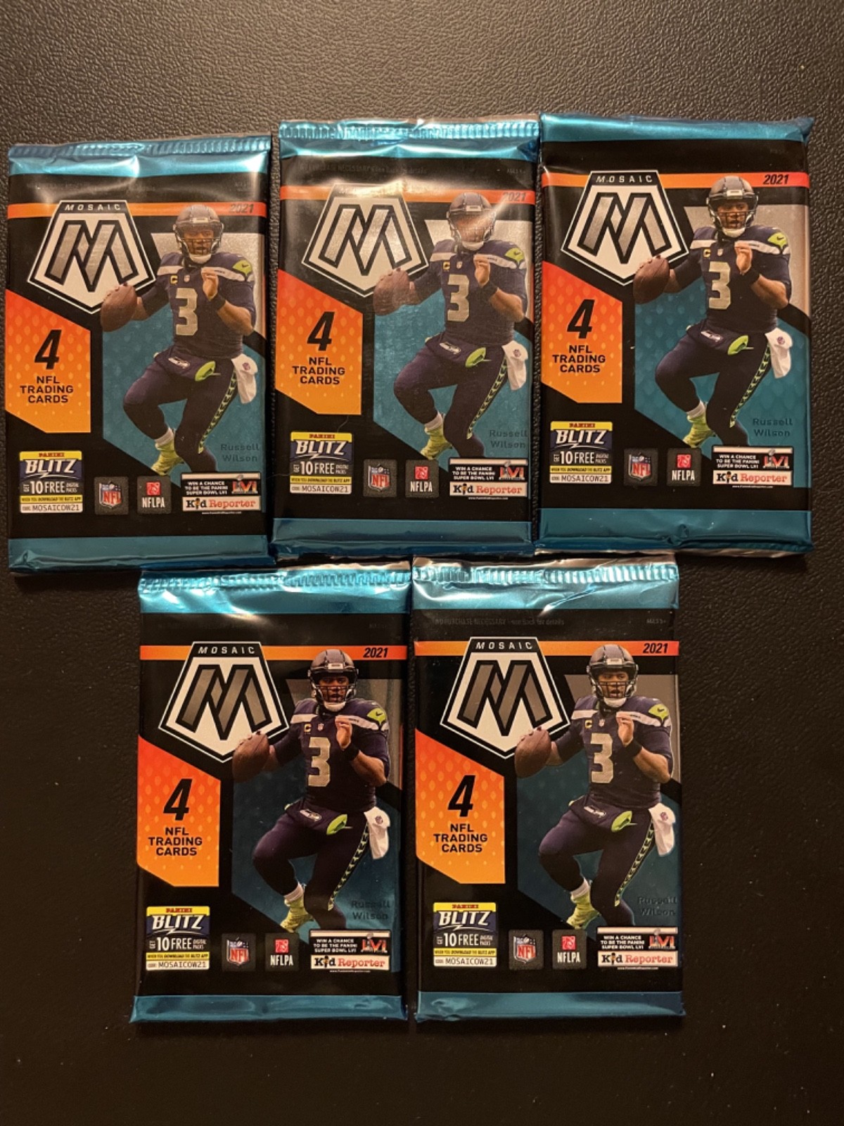2021 Panini Mosaic Blitz Football 4 Cards Per Pack Lot Of 5 #23