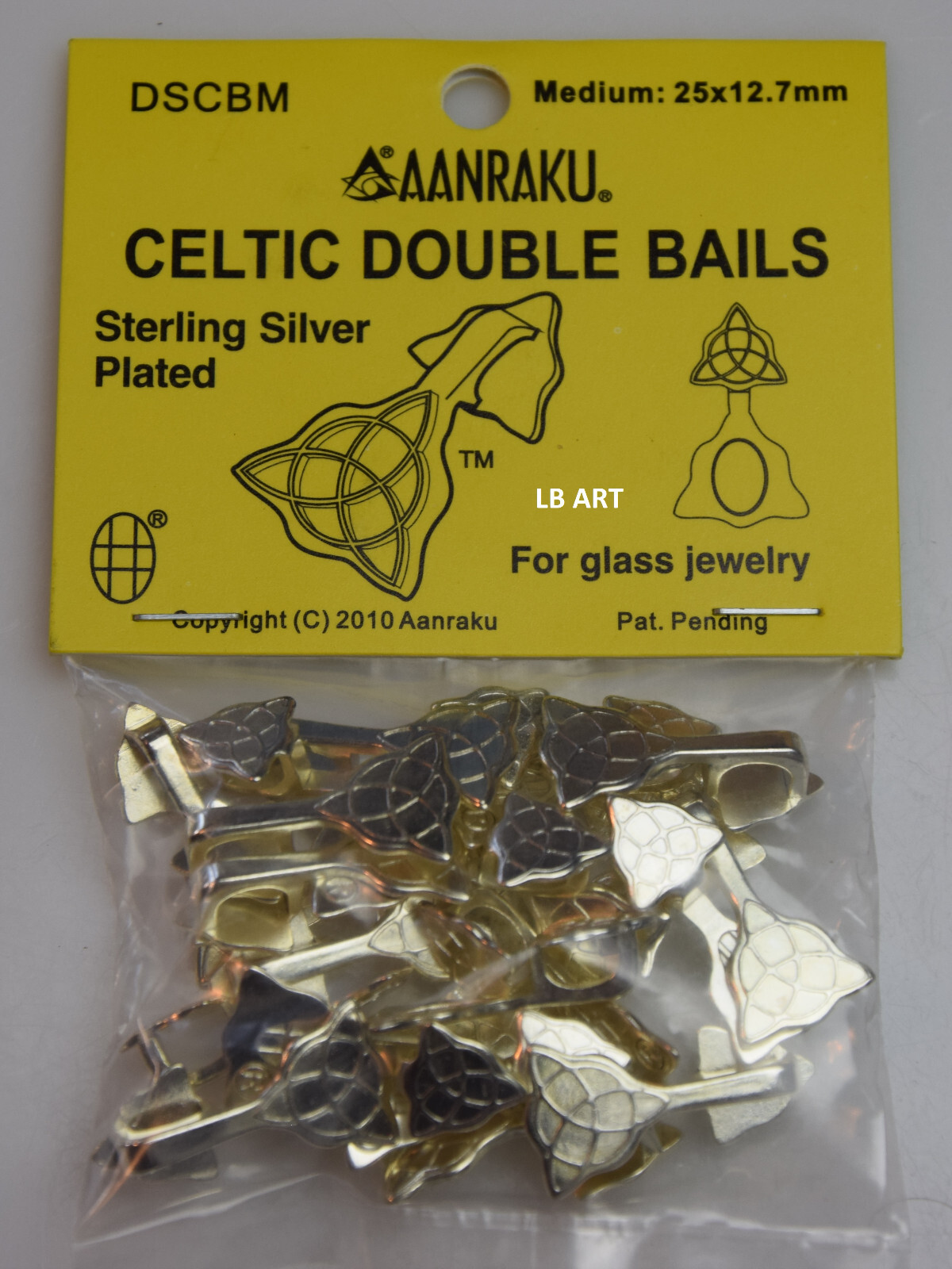New Sealed 25 pack  Medium AANRAKU Silver Plated Celtic Double Pendant Bails