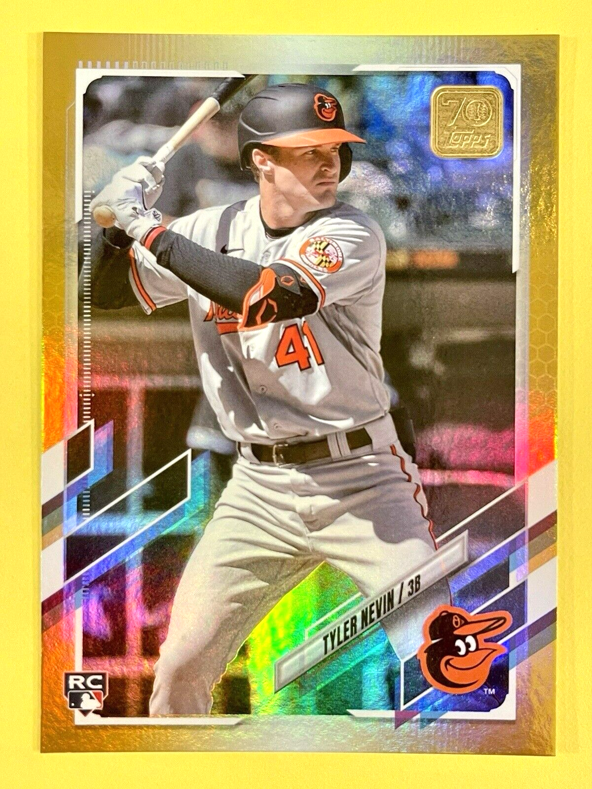 2021 Topps Update Tyler Nevin RC #US42 Gold Foil Rookie Card Baltimore Orioles. rookie card picture