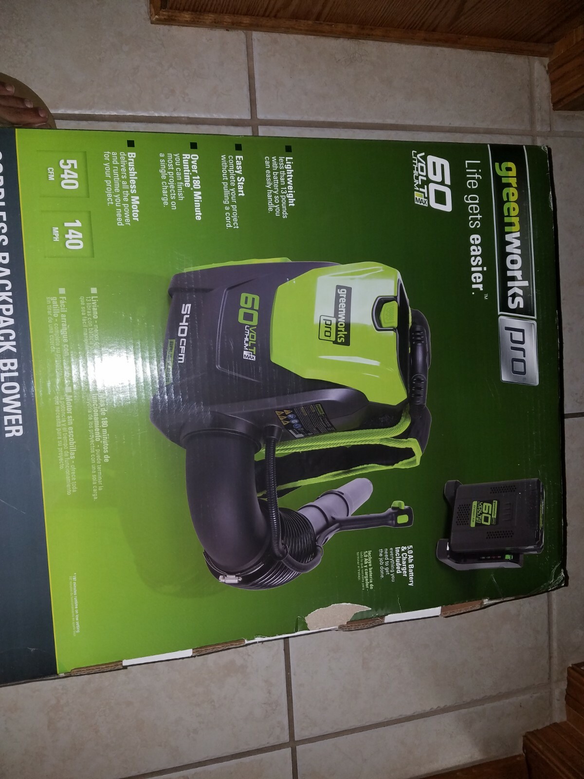 Greenworks 60-Volt  Cordless Backpack Leaf Blower BPB60L510 (tool only)