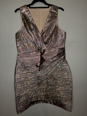 GB Gianni Bini Party Holiday Dress Size L Metallic Multi Color
