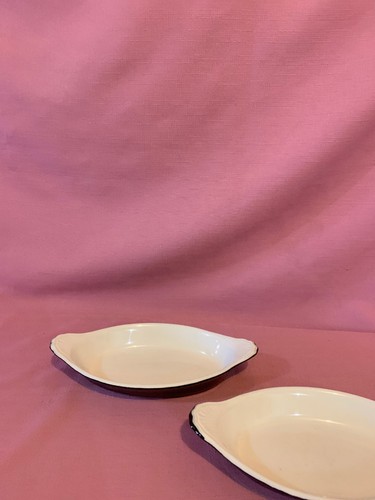 Hall Au Gratin Dish Oval Black #528 Lot of 2 Made in USA 9