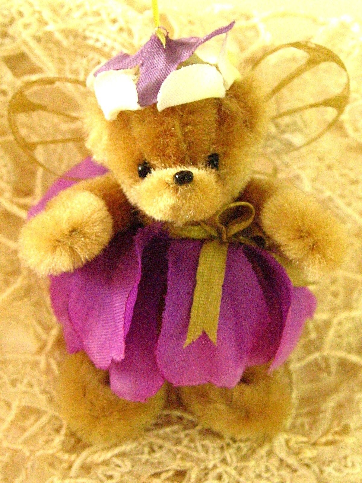 VINTAGE ORIGINAL MINIATURE PIPE CLEANER FLOWER FAIRY TEDDY BEAR ARTIST