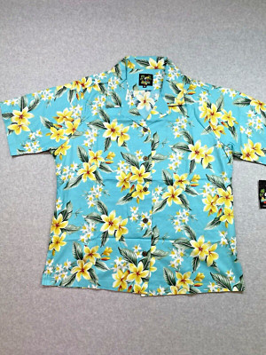 Bennys Shirt Mens Extra Large Blue Floral Hawaiian Coastal Aloha Beach Casual