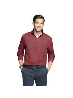 

IZOD Мужской бордовый эластичный свитер с длинными рукавами и молнией в четверть, Burgundy