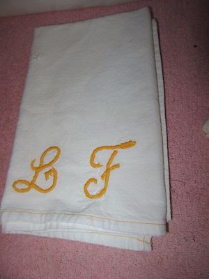 6 Vintage Muslin/Cotton Embroidered Tea Towels-Initials, Bunny Rabbit,Apple, Pie