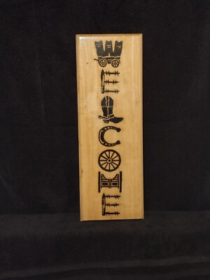 Solar Pyrography wood burning welcome sign rustic cowboy home decor 