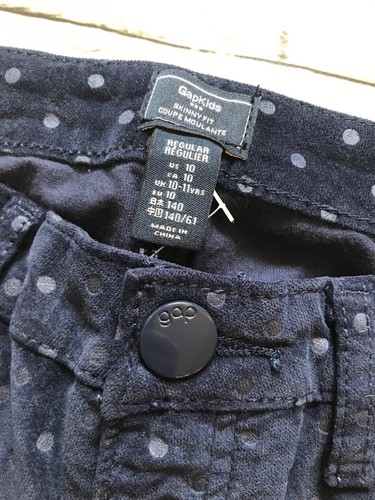 NWT Gap Kids Blue Velour Polka Dot Skinny Fit Pants 10 Y