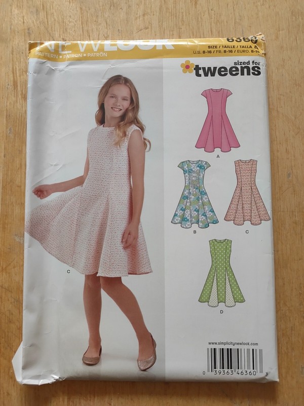 Patron De Couture Newlook Tweens 6360 Neuf Pattern Robe Fille 8 A 16 Ans