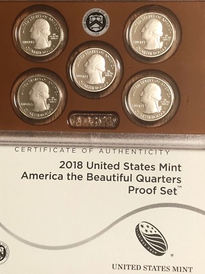 2018 US Mint America the Beautiful Quarters Proof Set - COA & Box -BRAND NEW