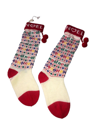 Vintage 1987 A Summit Collection Exclusive Christmas Stockings Set (2) Noel Knit