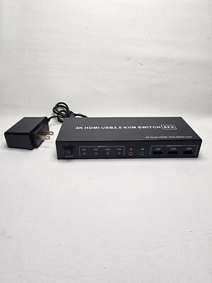 4K Dual DP USB 3.0 KVM Switch 4x2 Audio Video Processor Device 