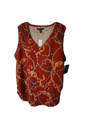 Top Tunic Blouse Sleeveless Womens V-Neck Size 3X Goddess Graphic Print New 