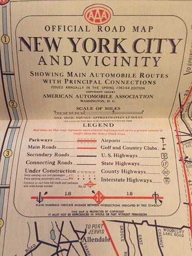 Vtg ‘63 New York City Map Triple AAA Members