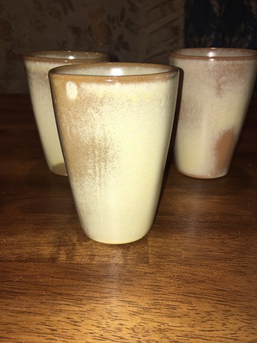 Frankoma Pottery Set Of 4 Plainsman - 5L DESERT GOLD TUMBLERS / Glasses EC