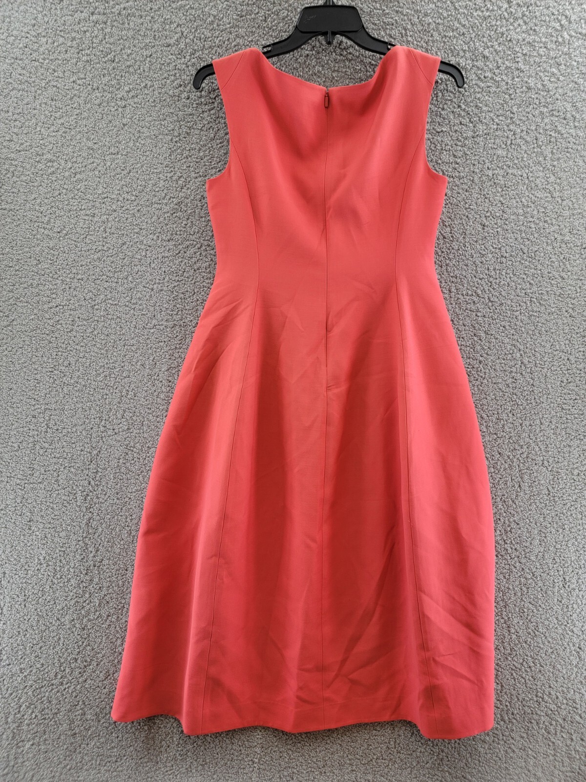 Pre-owned Lafayette 148 York Portrait Wool/silk Vneck Dress Women's 10 Vibrant Coral