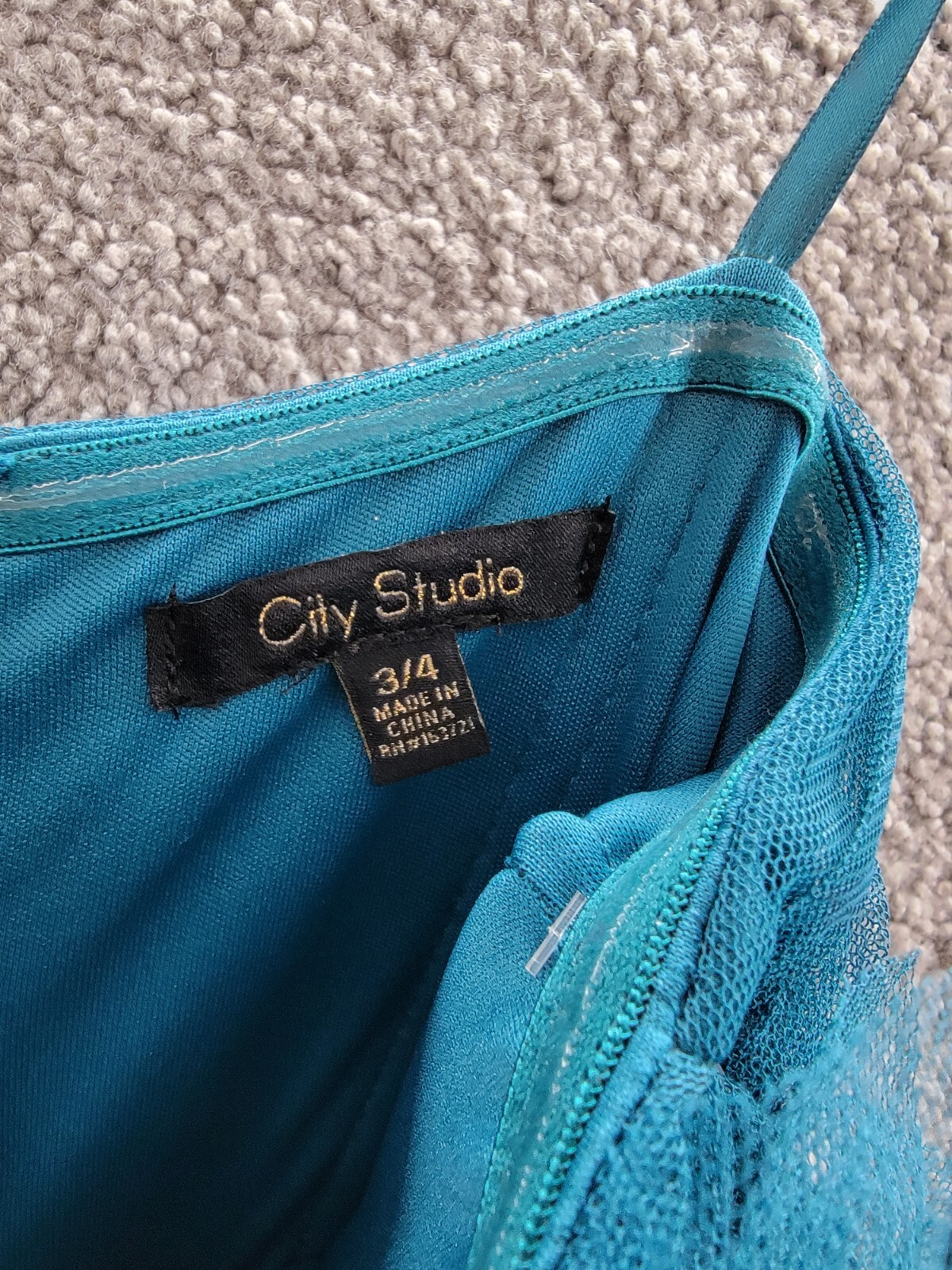City Studio Flower-Neck Ruched Strapless Ballgown Juniors' 3/4 Teal Back Zip - Picture 8 of 15