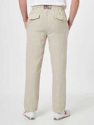 Pre-owned Mc2 Saint Barth Man Off-white Linen Calais Pants With Drawstring