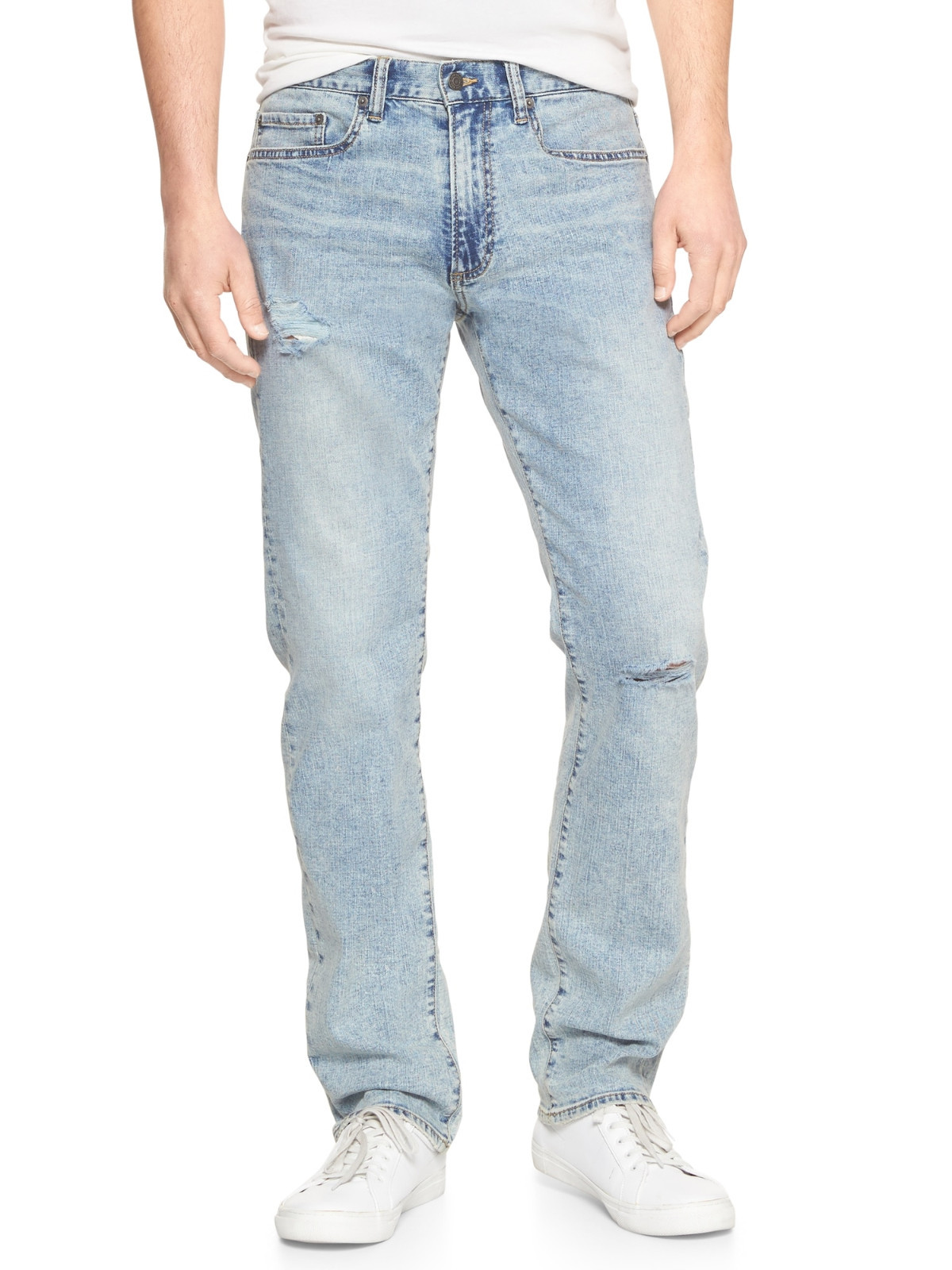 GAP Men Slim Wearlight Medium Destroyed Size 33W 30L Jeans 5990-3 | eBay