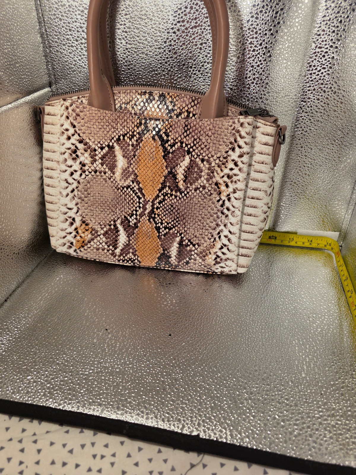 A New Day Snakeskin Print Crossbody Purse - 3 Compartments, 2 Straps