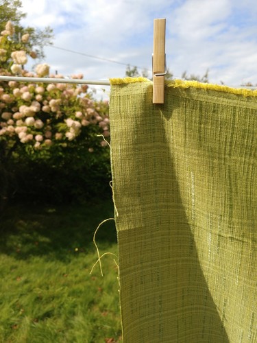 Green MCM Fabric Upholstery Woven Textured Stripes 69x54 Weave