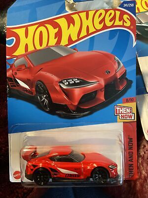 Hot Wheels 20 Toyota GR Supra Red #241 - 2022 Then and Now