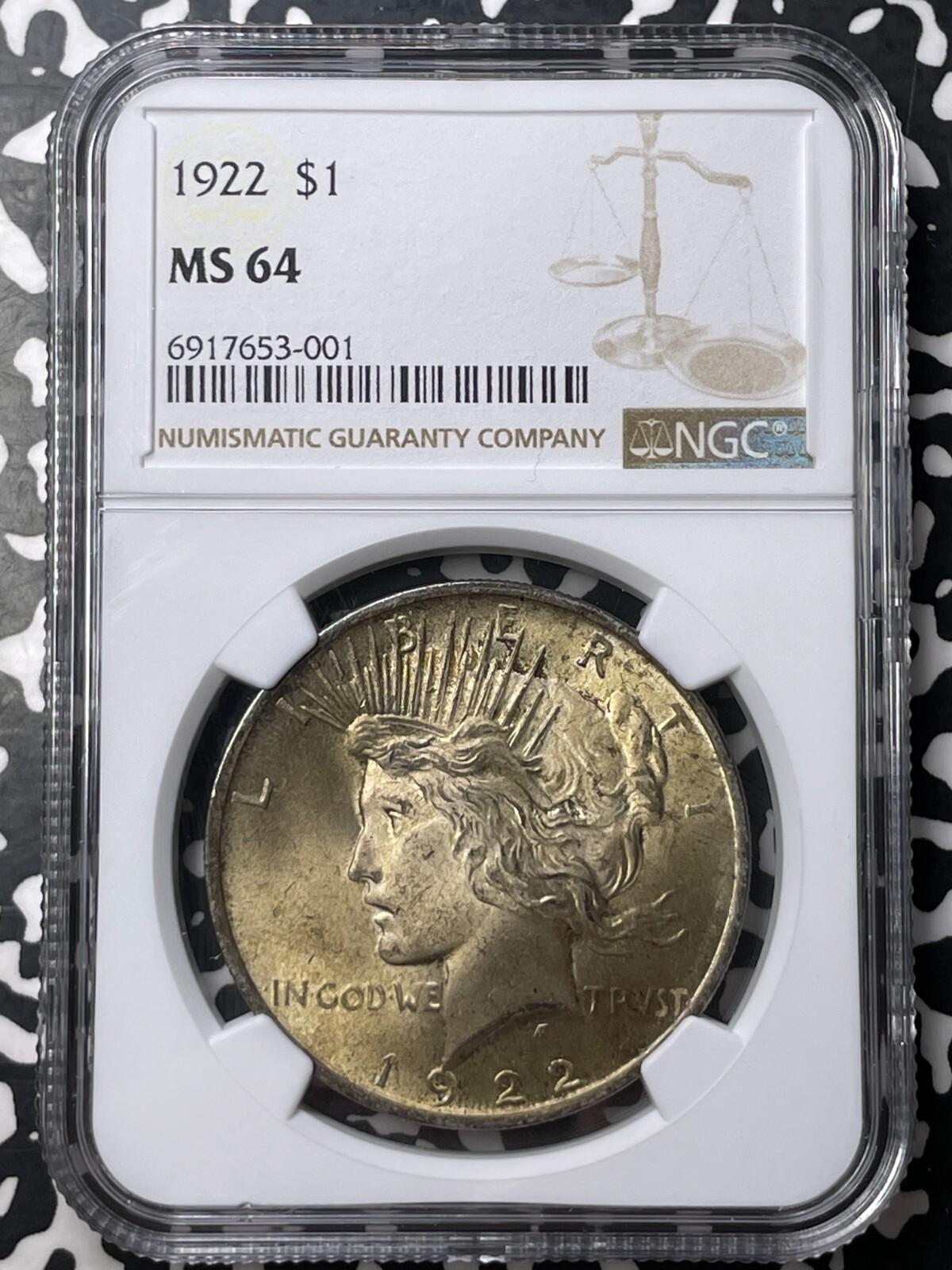 1922 U.S. Peace Dollar NGC MS64 Lot#G8619 Silver! Choice UNC