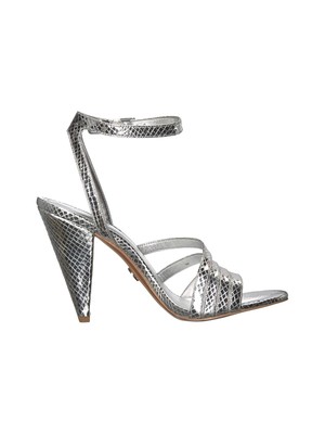 

MICHAEL KORS Женские серебряные кожаные сандалии со змеиным принтом Kimmy Toe Cone Heel, Серебряный, 40R0KMHA2M