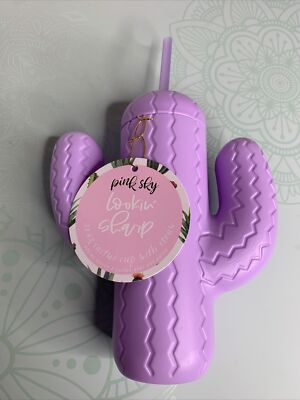 Pink Sky Lookin  Sharp 21oz Cactus Sipper Cup Lavendar FABFITFUN NEW NIB