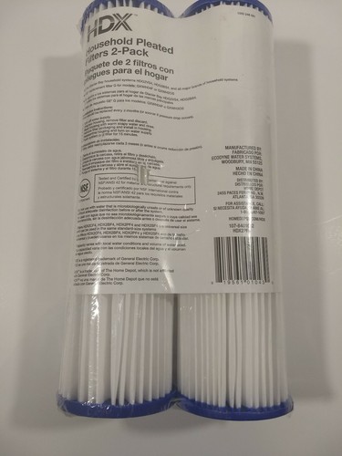 HDX HDX2PF4 Pleated Household Water Filters 2 pack Reduces Sediment
