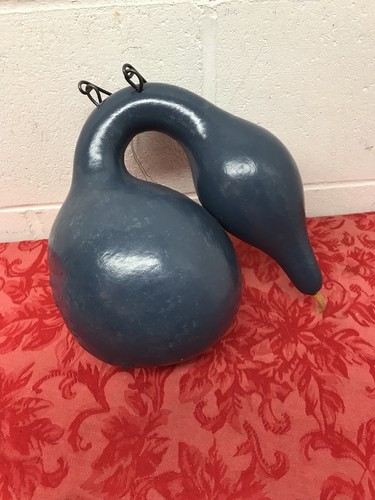 Hand painted Goose Neck Gourd Lighthouse Scene Birdhouse