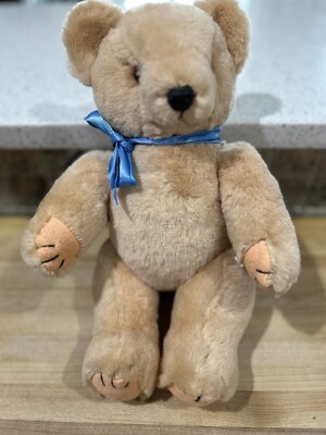 Vintage Pure Wool Teddy Bear Shanghai Dolls Factory Jointed Plush Stuffed w/Tag