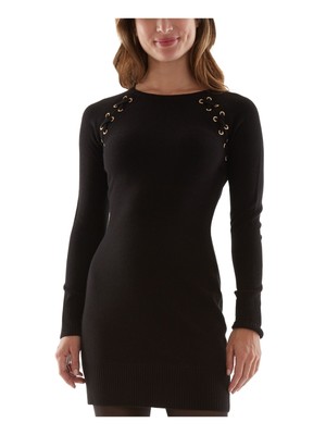 

Женское черное платье-свитер на шнуровке и без подкладки BCX, для юниоров, Черный