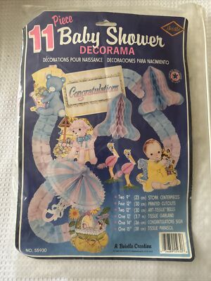 BEISTLE Baby Shower Decorama 11 pce decorations honeycomb tissue table hang+1992