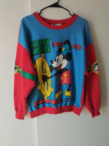 Vintage Mickey Mouse Crewneck Sweatshirt 80s Disney Steamboat Willie  SIZE-SMALL