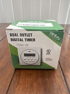 CENTURY FD60-U6 Digital Programmable Timer Dual Outlet  7-Day Heavy Duty  
