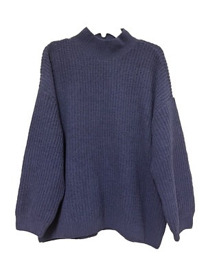 Vero Moda Curve Sweater 2x Oversized Cowl High Neck Boxy Heavy Cozy Dk Blue