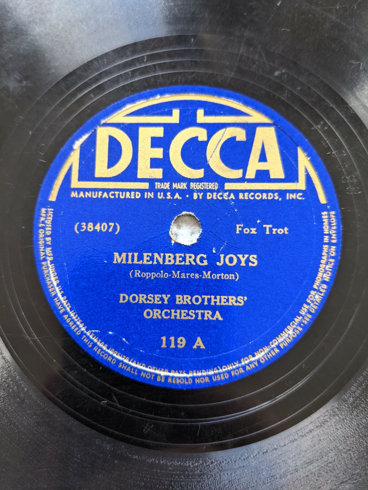 米78RPM/SP Dorsey Brothers Orchestra Milenberg Joys / St Louis Blues 119 DECCA /00500 s-l400.jpg