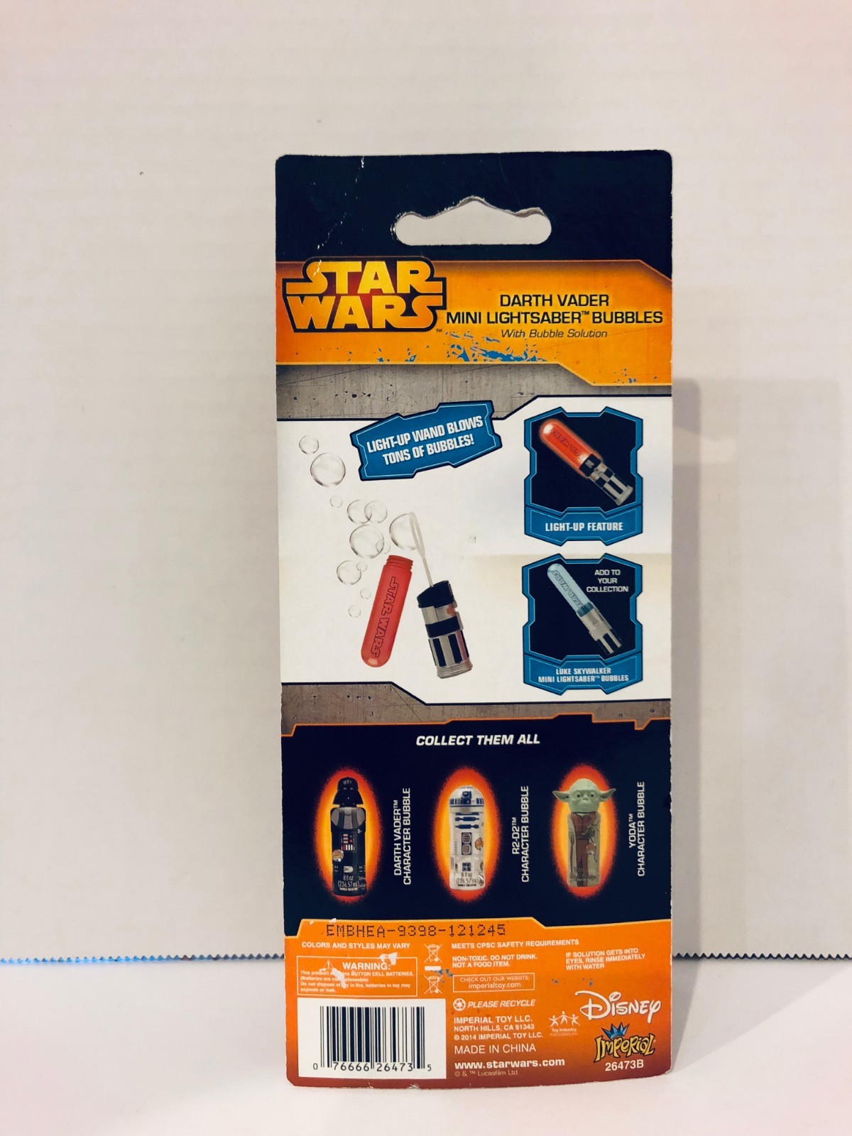 Star Wars Darth Vader Mini Lightsaber Bubbles Lights Up - Red - New