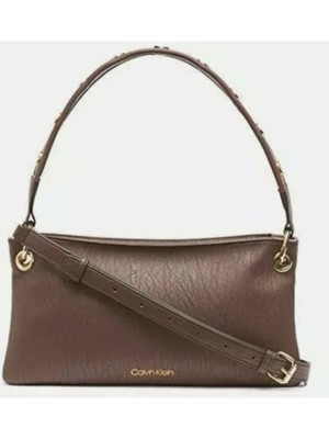 

CALVIN KLEIN Женская коричневая кожаная сумка через плечо с регулируемым ремешком, Коричневый, H8GHZ6UK