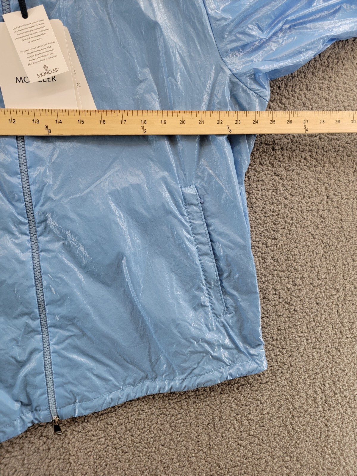 Pre-owned Moncler Hooded Wuisse Windbreaker Jacket Women's 5 Blue Front Zip Closure L/s