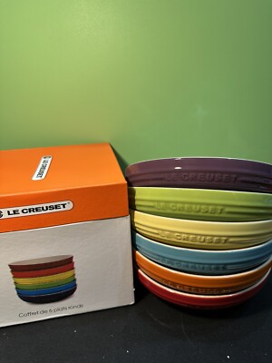Le Creuset Deep plate round dish 20 cm Set 6 Rainbow Fast Shipping!